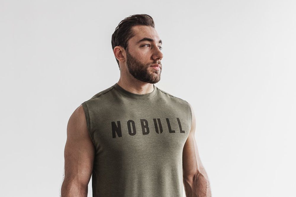 NOBULL Men's Sleeveless Tee - Army Green - Ireland (1273MQPBG)